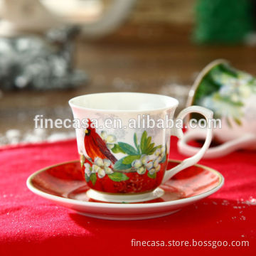 100CC New Bone China Christmas Cups and Saucers